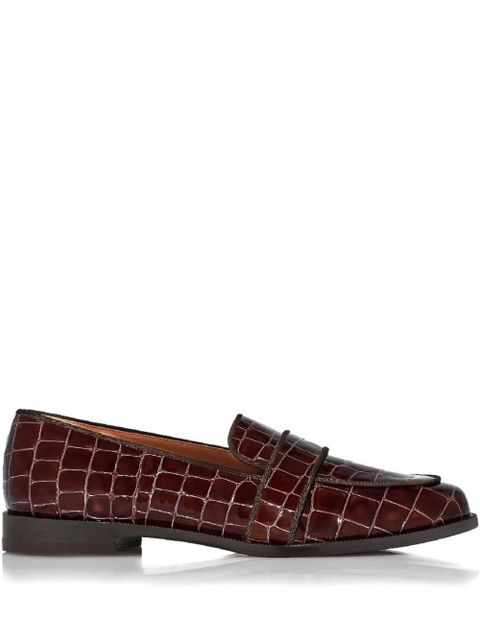Aquazzura Martin crocodile-effect loafers - Brown