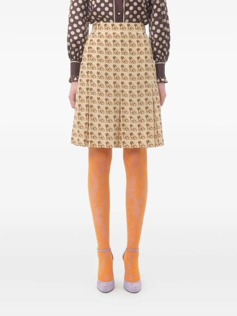 Valentino Garavani pleated dog-print mini skirt - Neutrals