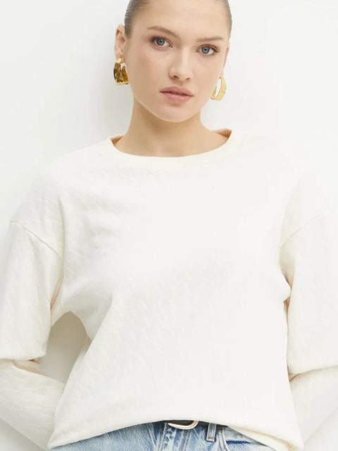 Armani Exchange bluza damska kolor beżowy wzorzysta 8NYMLG YJE5Z