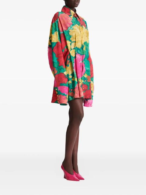 Balmain floral-print shirt dress - Green