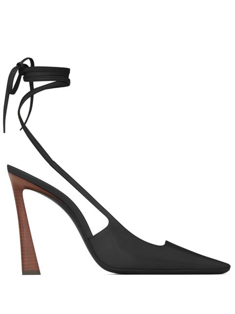 Saint Laurent 105mm ankle-strap leather pumps - Black