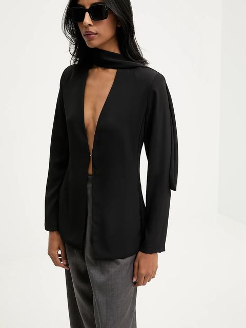 Answear.LAB marynarka kolor czarny jednorzędowa gładka - zdjęcie produktu nr 1