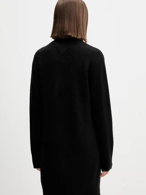 Tommy Jeans sukienka z domieszką wełny kolor czarny mini oversize DW0DW21462