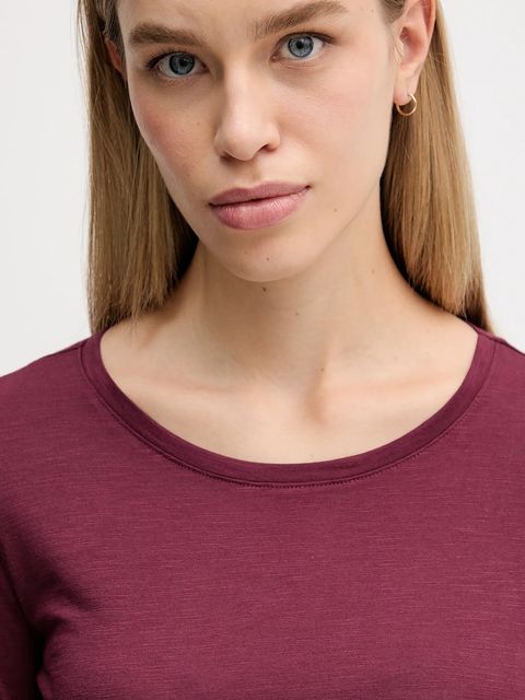 Sisley longsleeve damski kolor bordowy