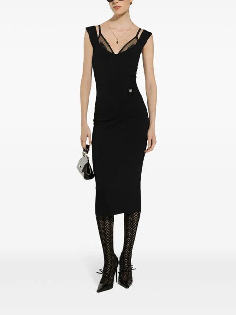 Dolce & Gabbana layered-neck midi dress - Black