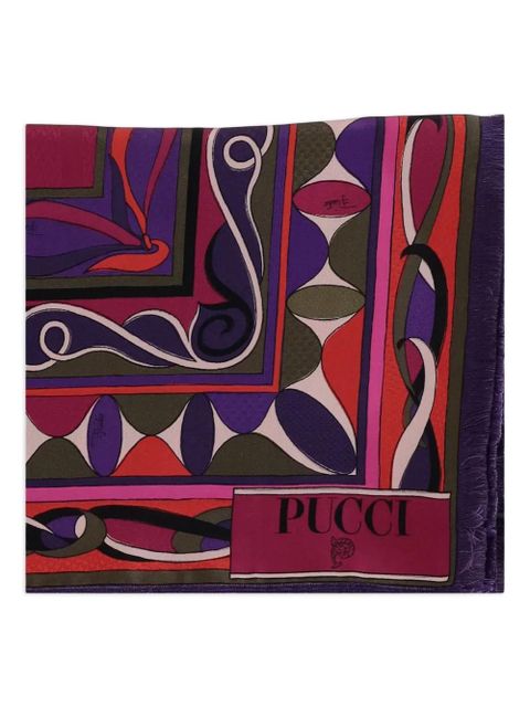 PUCCI geometric-print frayed scarf - Purple - zdjęcie produktu nr 1