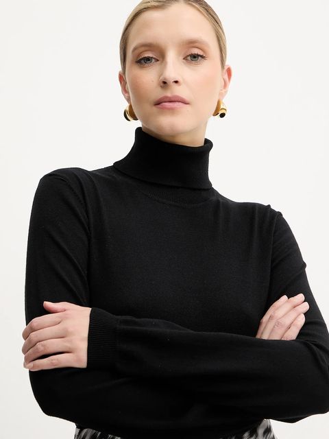 Silvian Heach sweter SESIN damski kolor czarny lekki z golfem GPA25036LU