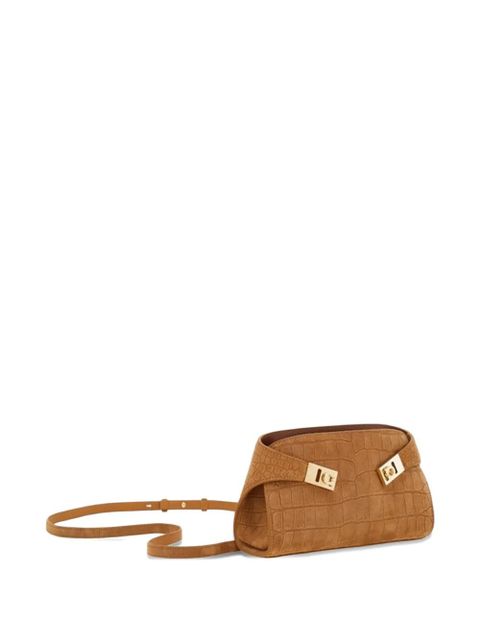 Ferragamo mini Hug embossed logo shoulder bag - Brown - zdjęcie produktu nr 2