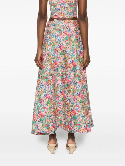 FARM Rio butterfly-appliqué maxi skirt - Pink