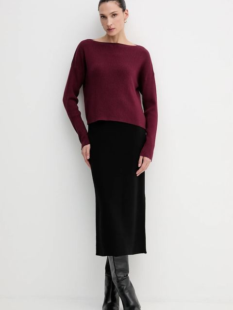 Sisley sweter z domieszką wełny damski kolor bordowy 1KHTL106J