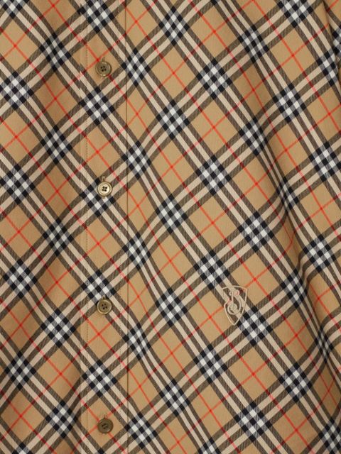 Burberry check-pattern cotton shirt - Neutrals - zdjęcie produktu nr 2