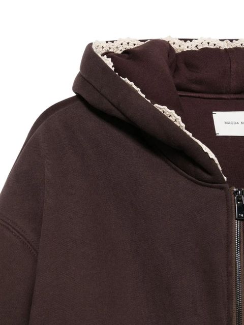 Magda Butrym lace-trimmed zip-up hoodie - Brown