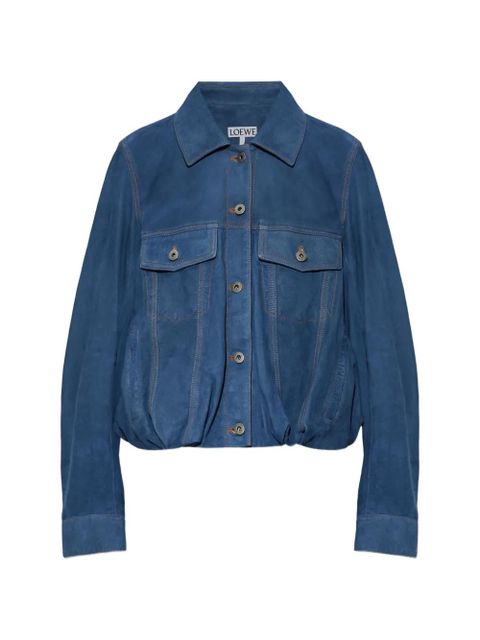 LOEWE contrast-stitch suede jacket - Blue - zdjęcie produktu nr 1