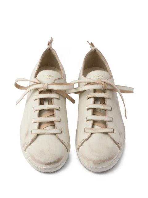 Prada lace-up leather sneakers - Neutrals - zdjęcie produktu nr 2