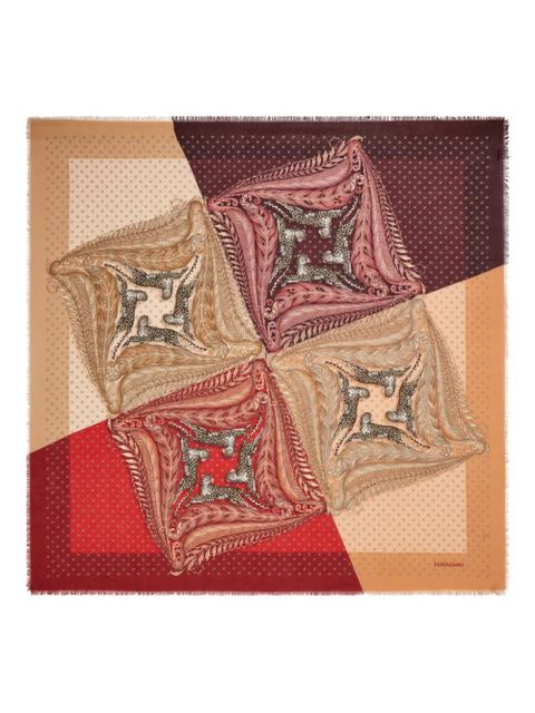 Ferragamo Madras-print cashmere scarf - Red - zdjęcie produktu nr 1