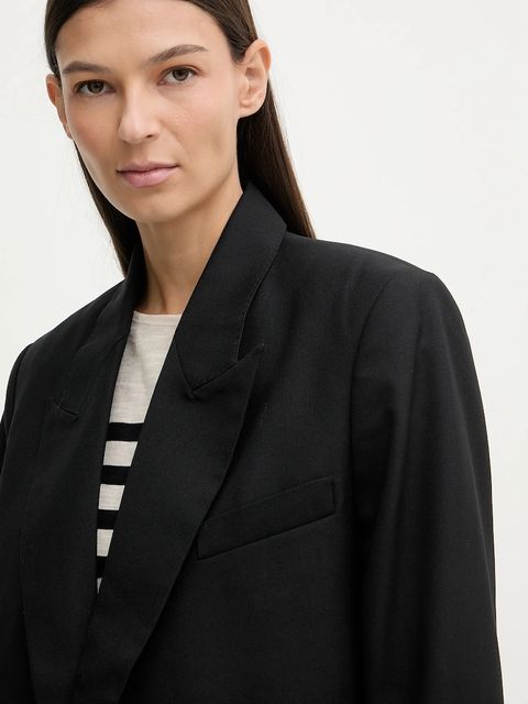 G-Star marynarka z dodatkiem wełny 0 kolor czarny dwurzędowa gładka D27131.E200