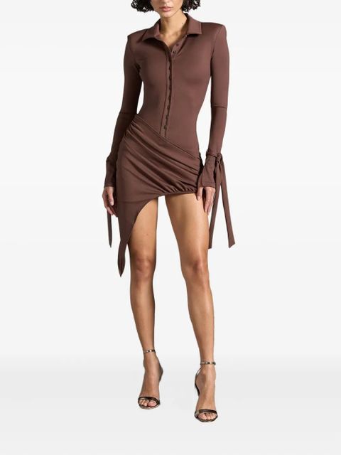 Manière De Voir Diane draped asymmetric mini dress - Brown