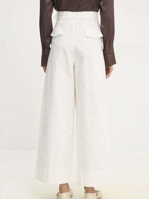 Answear.LAB spodnie bawełniane damskie kolor biały szerokie high waist