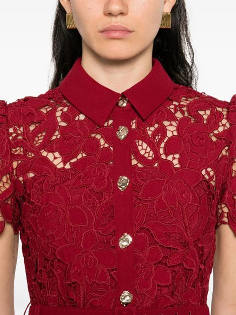 Self-Portrait floral-lace mini dress - Red