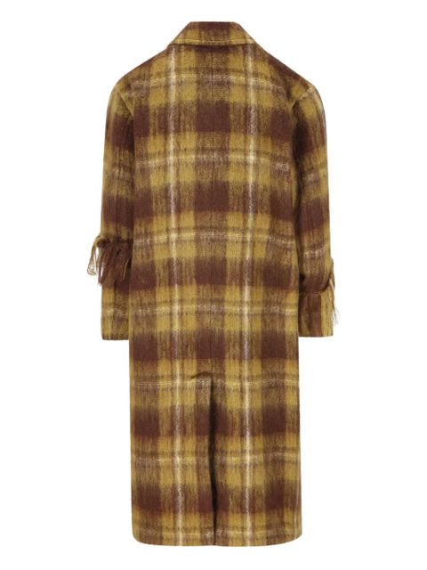 LOEWE plaid fringed coat - Brown