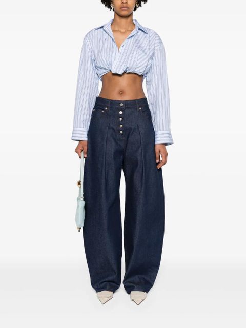Jacquemus Le De-Nimes Ovalo mid-rise wide-leg jeans - Blue