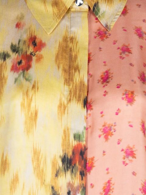 GANNI floral-print silk-twill shirt - Yellow