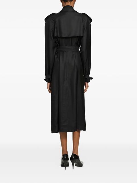 Saint Laurent double-breasted silk trench coat - Black