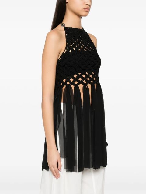 PINKO macramé-knit top - Black
