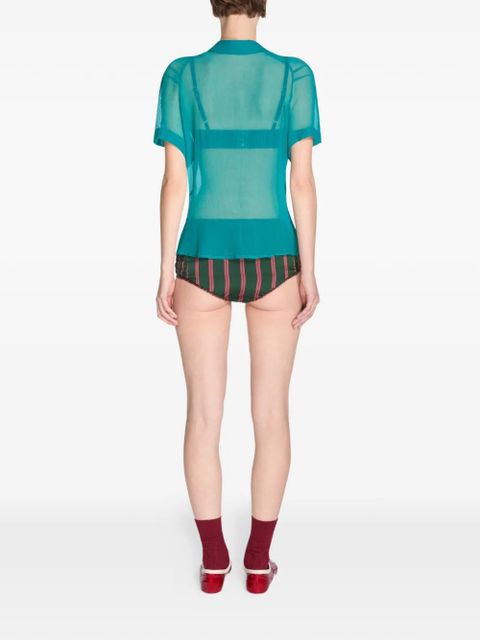 DRIES VAN NOTEN striped micro shorts - Green