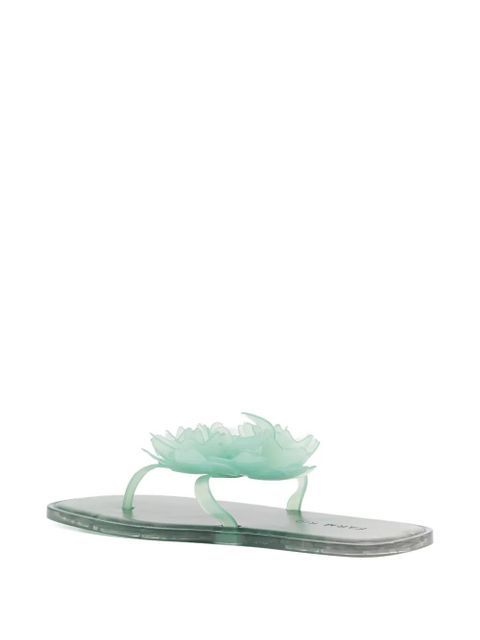 FARM Rio floral-embellished flip flops - Green