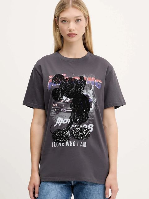 Desigual t-shirt bawełniany MICKEY LACE damski kolor szary 25WWTK56 - zdjęcie produktu nr 1