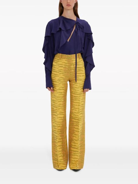 Victoria Beckham tie-detail ruffled silk blouse - Blue - zdjęcie produktu nr 2