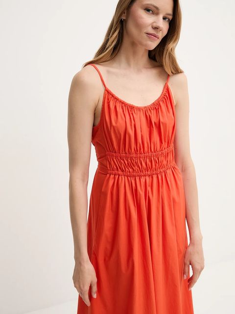 Tommy Hilfiger sukienka bawełniana kolor pomarańczowy midi rozkloszowana WW0WW45800