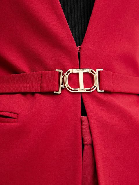 Twinset marynarka kolor czerwony jednorzędowa gładka 252TP2600