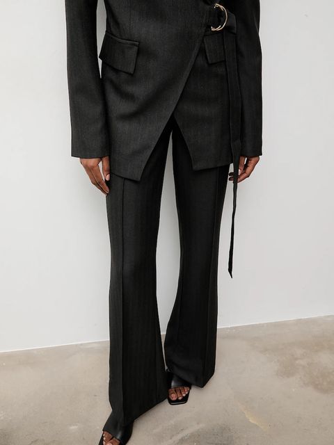 Answear.LAB spodnie damskie kolor szary dzwony medium waist - zdjęcie produktu nr 1