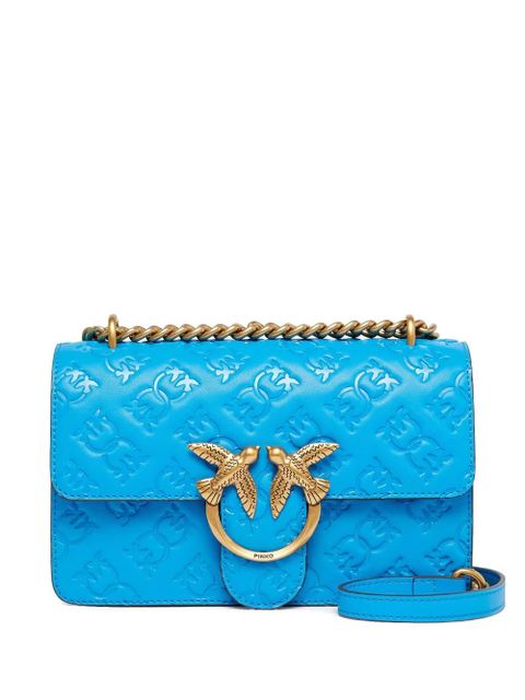 PINKO Love Birds debossed leather cross body bag - Blue - zdjęcie produktu nr 1