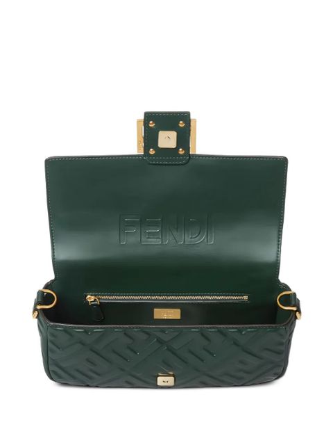 FENDI medium Baguette FF-embossed shoulder bag - Green