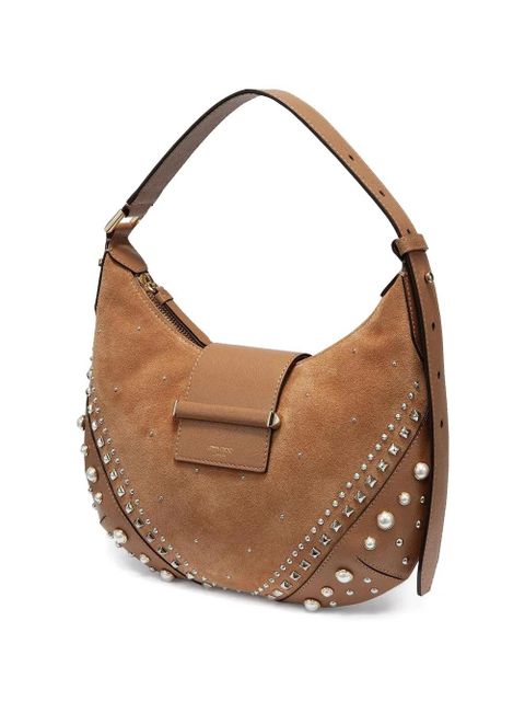 Jimmy Choo small Bar Hobo studded-embelishment shoulder bag - Brown - zdjęcie produktu nr 2