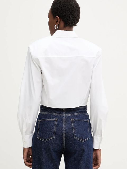 Karl Lagerfeld koszula bawełniana damska kolor biały relaxed z kołnierzykiem klasycznym B1W11034