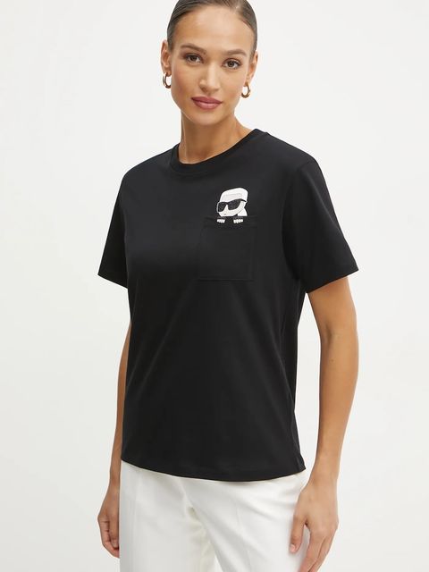 Karl Lagerfeld t-shirt bawełniany IKON damski kolor czarny A1W17100 - zdjęcie produktu nr 1