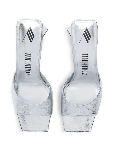 The Attico 100mm Devon metallic leather sandals - Silver