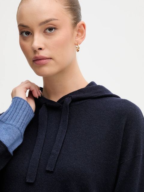 United Colors of Benetton sweter z dodatkiem wełny damski kolor granatowy lekki 102HE203V