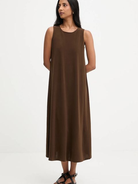 Answear.LAB sukienka kolor brązowy midi rozkloszowana - zdjęcie produktu nr 1