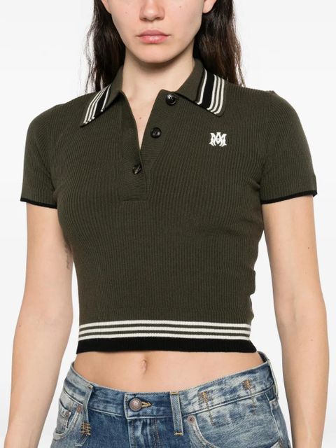 AMIRI logo-embroidered polo top - Green