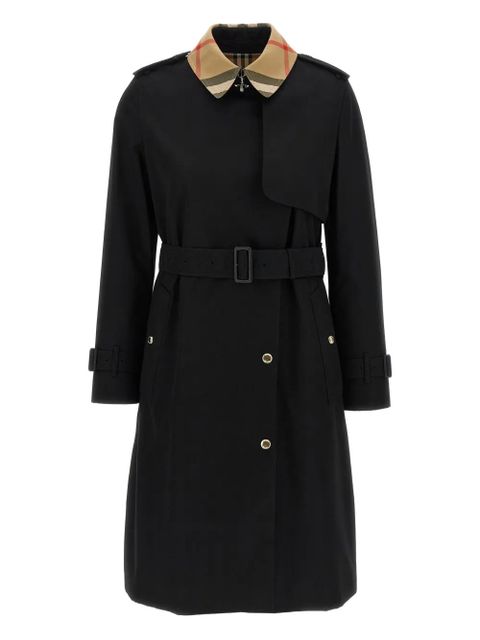 Burberry Check pattern-collar belted trench coat - Black - zdjęcie produktu nr 1