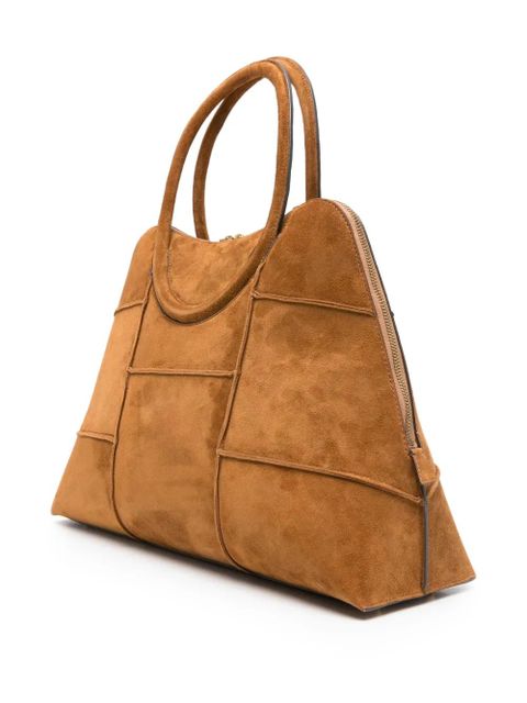 STAUD suede panelled tote bag - Brown