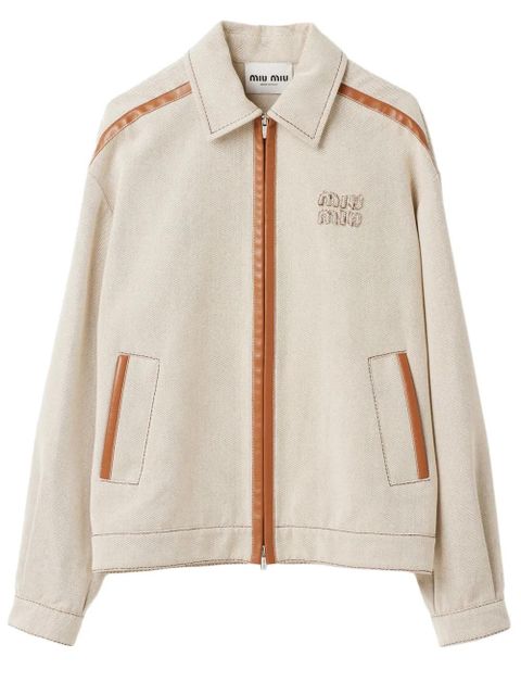 Miu Miu jacquard canvas blouson jacket - Neutrals - zdjęcie produktu nr 1