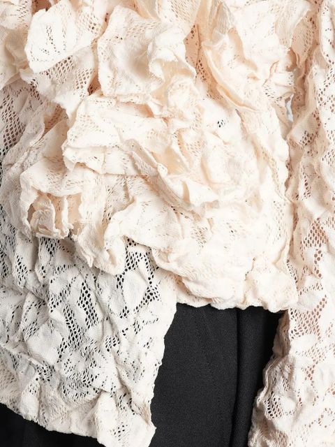 Comme Des Garçons ruffled floral-lace sweater - Neutrals