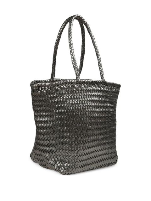 DRAGON DIFFUSION woven grace basket small tote bag - Grey