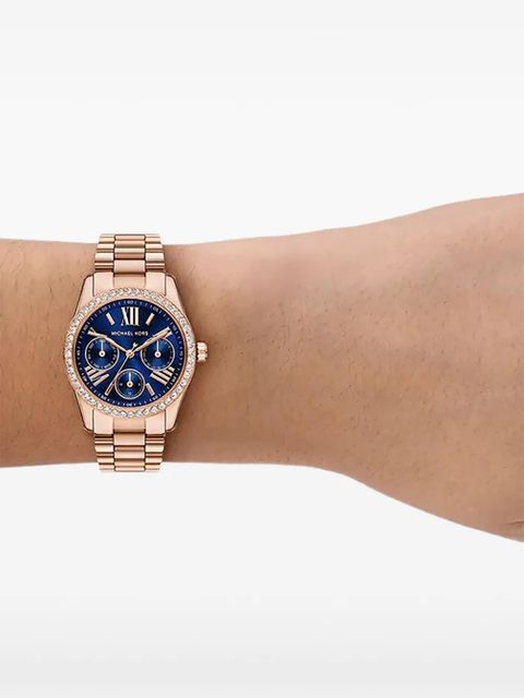Michael Kors Lexington embellished Blue 38mm watch - Pink